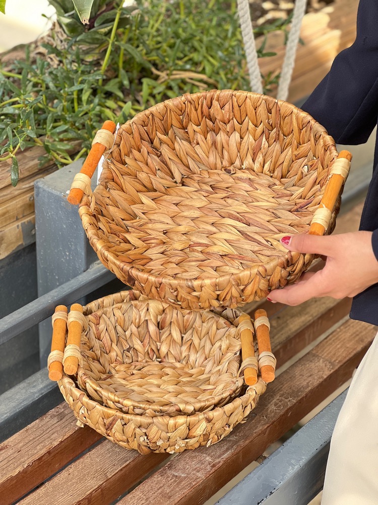 سبد حصیری نارنجی بزرگ(5890)