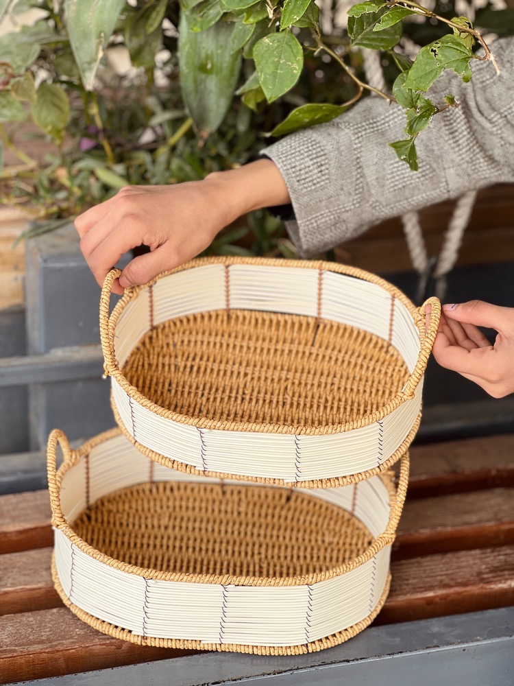 سبد بیضی طرح حصیر متوسط(6007)