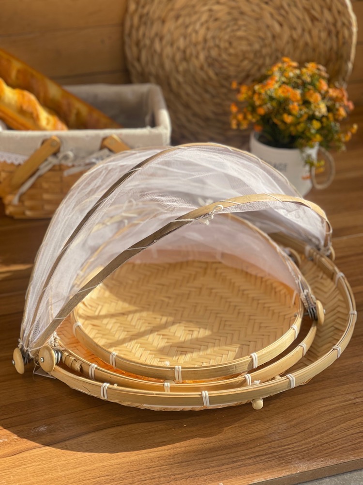 سینی سرو حصیری با توری پشه گیر  سایز بزرگ(6010)