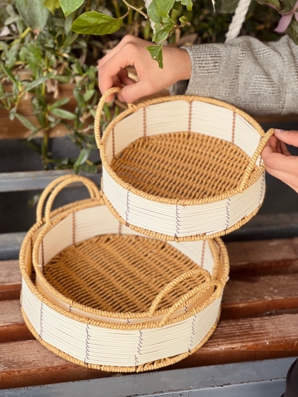 سبد گرد طرح حصیر کوچک ' گرد(5978)