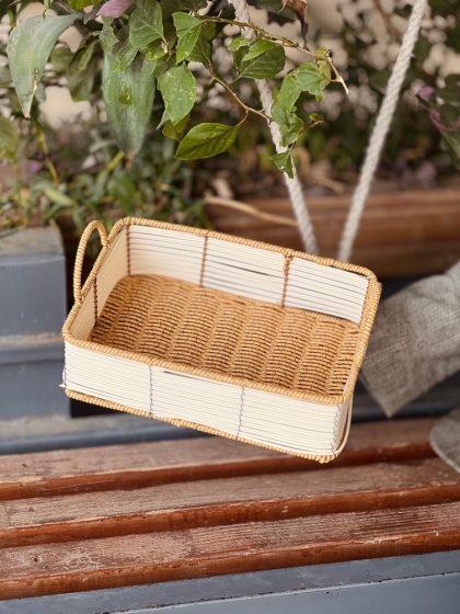 سبد مستطیل طرح حصیر بزرگ(5976)