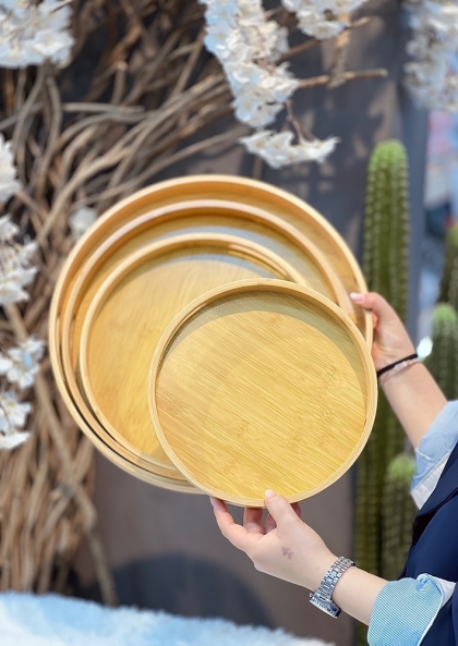 پک چهارتیکه سینی بامبو گرد(6048)