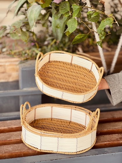 سبد بیضی طرح حصیر کوچک(6006)