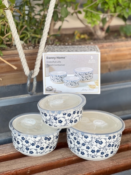 پک ظروف گل ابی دنی هوم سه تیکه(5925)