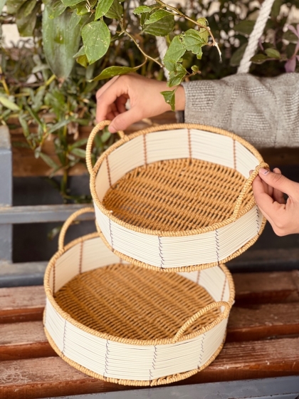 سبد گرد طرح حصیر متوسط  گرد(5979)