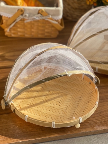 سینی سرو حصیری با توری پشه گیر  سایز متوسط(6011)