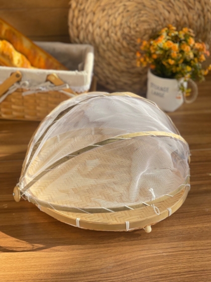 سینی سرو حصیری با توری پشه گیر  سایز کوچک(6012)