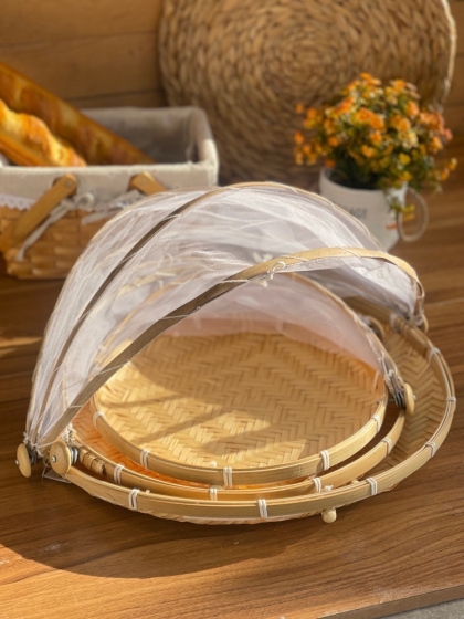 سینی سرو حصیری با توری پشه گیر  سایز بزرگ(6010)